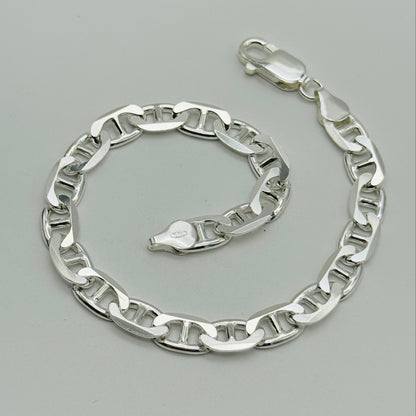 925 Sterling Silver 7mm Mariner Acnhor Heayv Bracelet 8.5 INCH