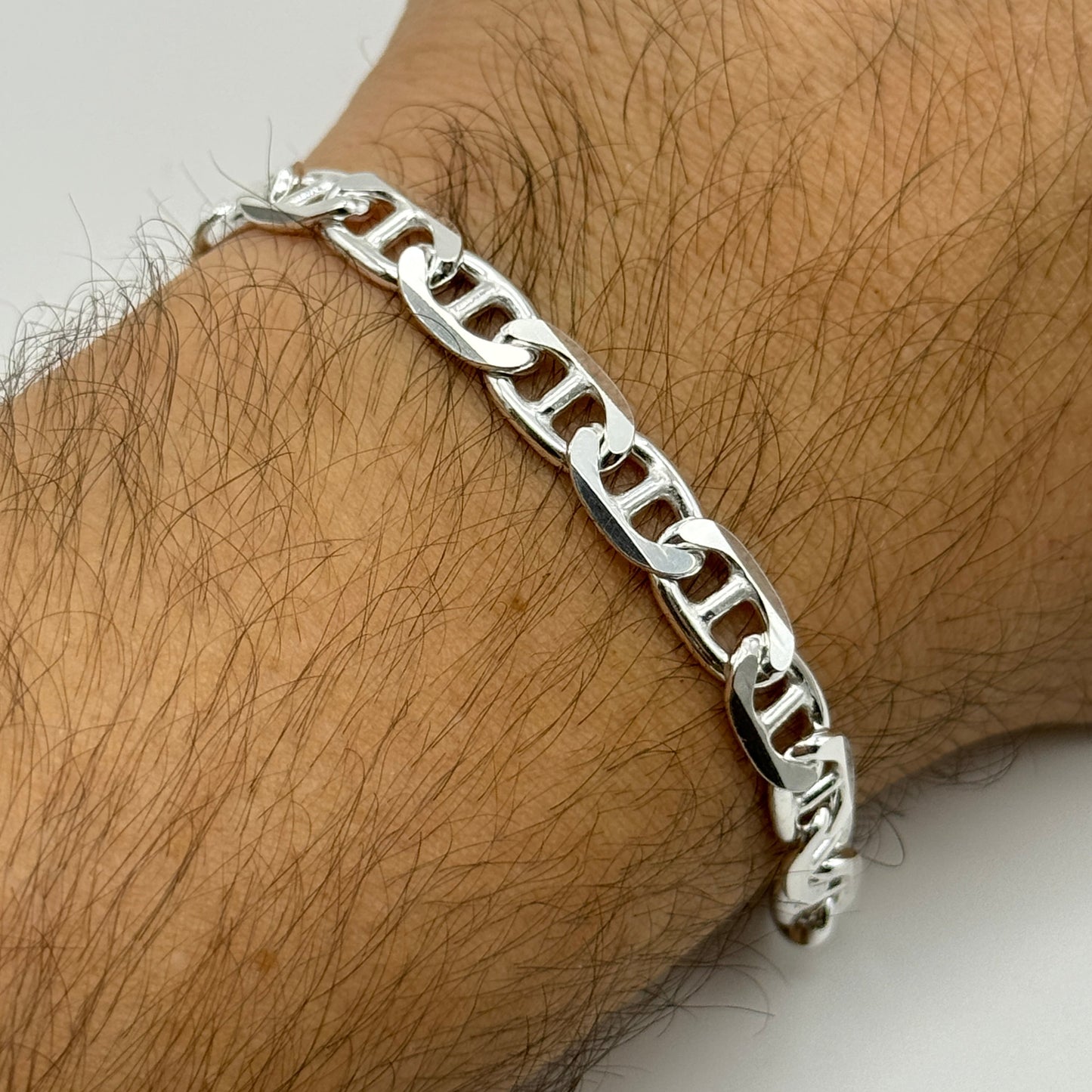 925 Sterling Silver 7mm Mariner Acnhor Heayv Bracelet 8.5 INCH