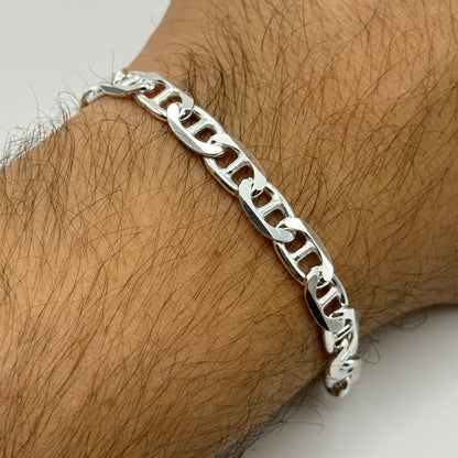 925 Sterling Silver 7mm Mariner Acnhor Heayv Bracelet 8.5 INCH
