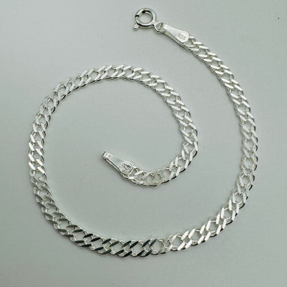 925 Sterling Silver 3mm Double Curb Bracelet 8 Inch