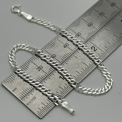 925 Sterling Silver 3mm Double Curb Bracelet 8 Inch