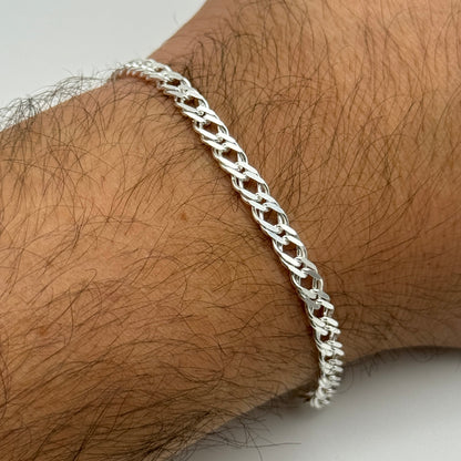 925 Sterling Silver 4mm Double Curb Bracelet 8 Inch
