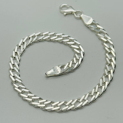 925 Sterling Silver 6mm Double Curb Bracelet 8 Inch