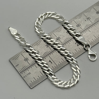 925 Sterling Silver 6mm Double Curb Bracelet 8 Inch