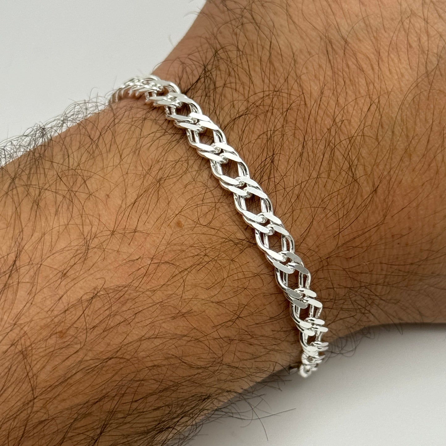 925 Sterling Silver 6mm Double Curb Bracelet 8 Inch