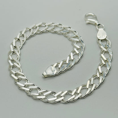 925 Sterling Silver 8mm Double Curb Bracelet 8 Inch