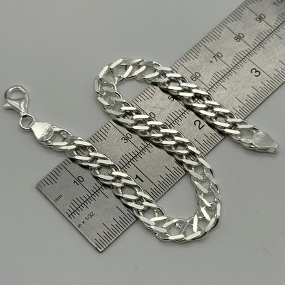 925 Sterling Silver 8mm Double Curb Bracelet 8 Inch