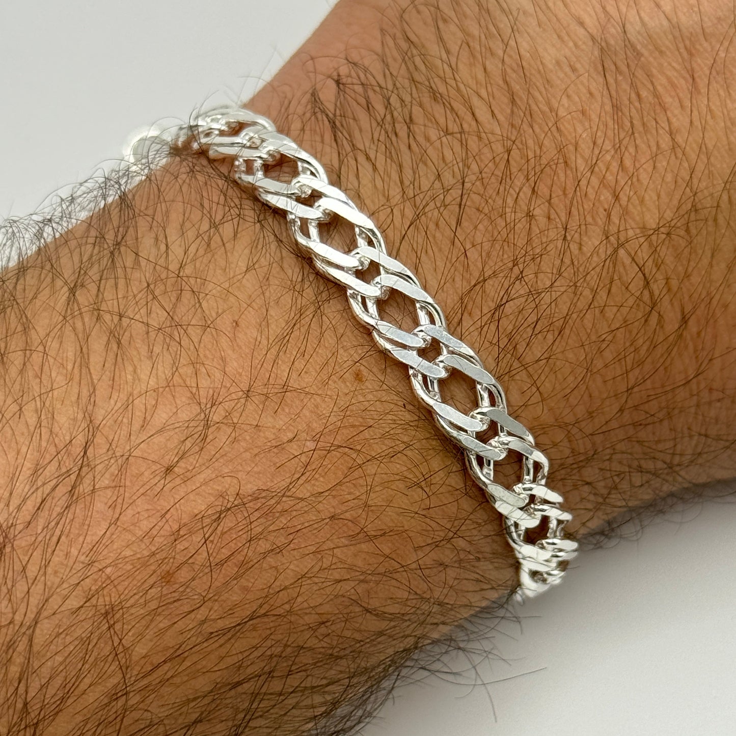925 Sterling Silver 8mm Double Curb Bracelet 8 Inch