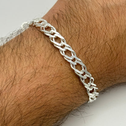 925 Sterling Silver 8mm Double Curb Bracelet 8 Inch