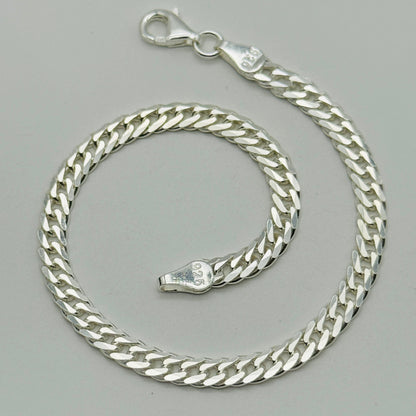 925 Sterling Silver 5mm Cuban Double Link Bracelet 8 Inch