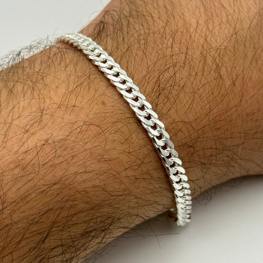 925 Sterling Silver 5mm Cuban Double Link Bracelet 8 Inch