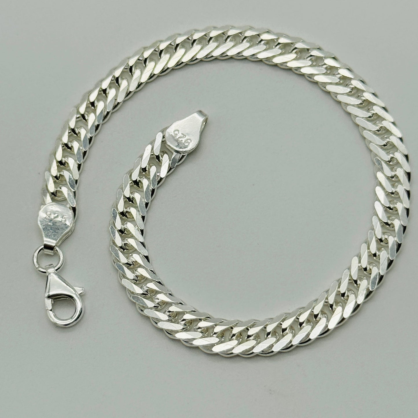 925 Sterling Silver 6mm Cuban Double Link Bracelet 8 Inch