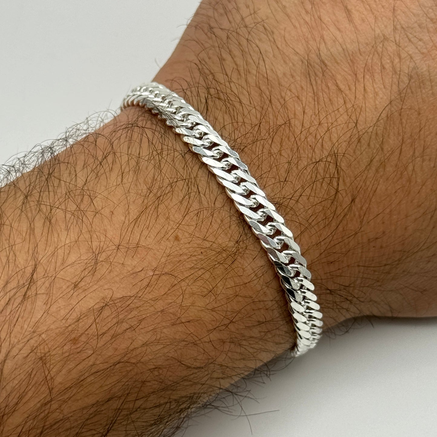 925 Sterling Silver 6mm Cuban Double Link Bracelet 8 Inch