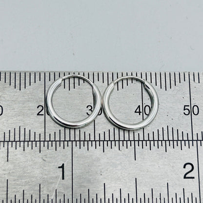 925 Sterling Silver 1.5mm Thick Plain Round Sleeper Earrings