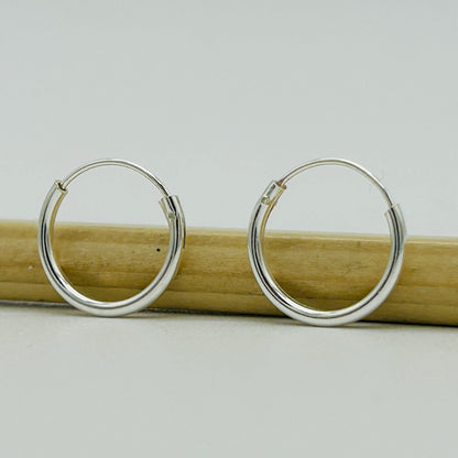 925 Sterling Silver 1.5mm Thick Plain Round Sleeper Earrings