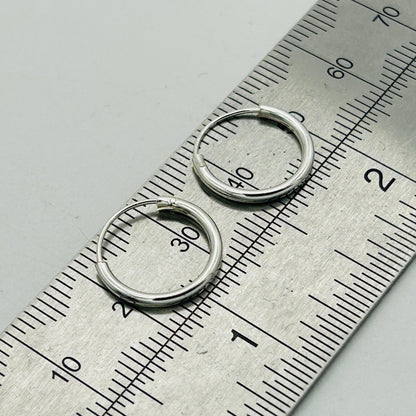 925 Sterling Silver 1.5mm Thick Plain Round Sleeper Earrings