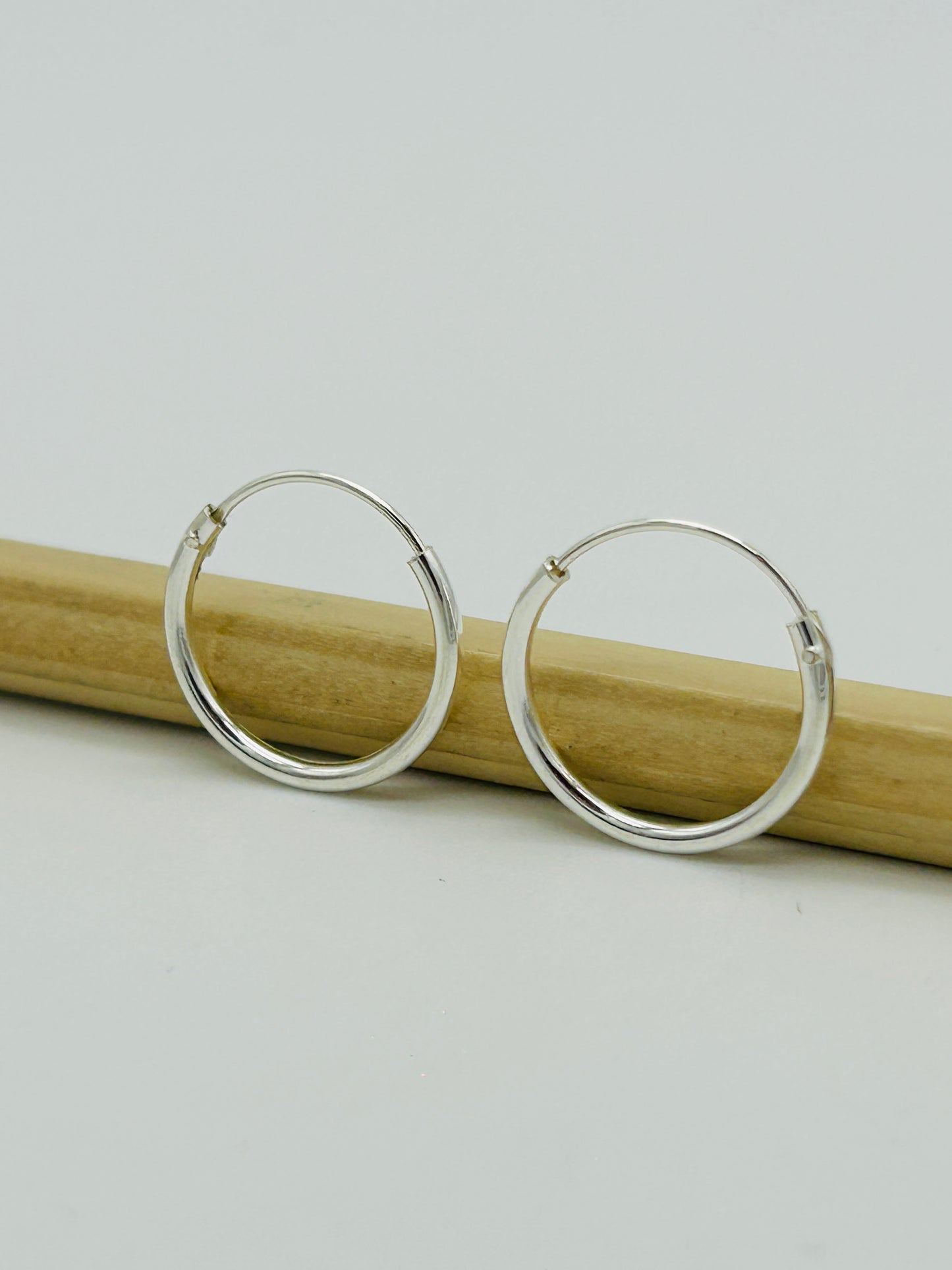 925 Sterling Silver 1.5mm Thick Plain Round Sleeper Earrings