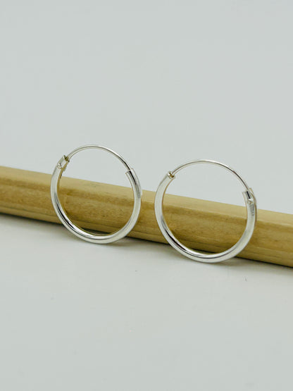 925 Sterling Silver 1.5mm Thick Plain Round Sleeper Earrings