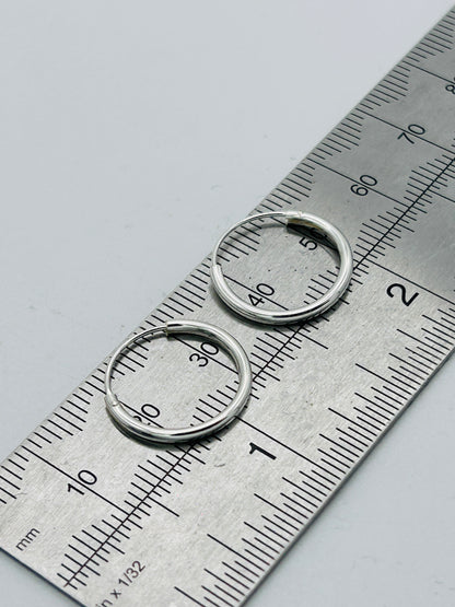 925 Sterling Silver 1.5mm Thick Plain Round Sleeper Earrings