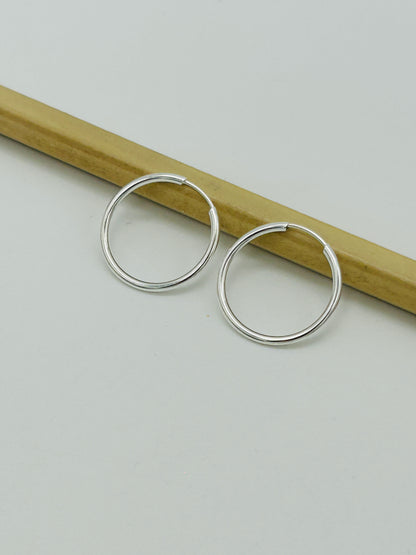 925 Sterling Silver 1.5mm Thick Plain Round Sleeper Earrings