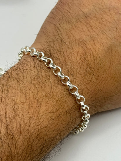 925 Sterling Silver 5mm Round Belcher Bracelet 8 INCH