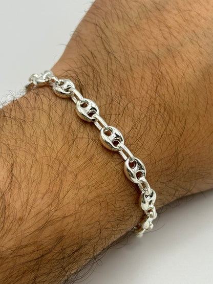925 Sterling Silver 5mm Coffee Beans Bracelet 8 INCH