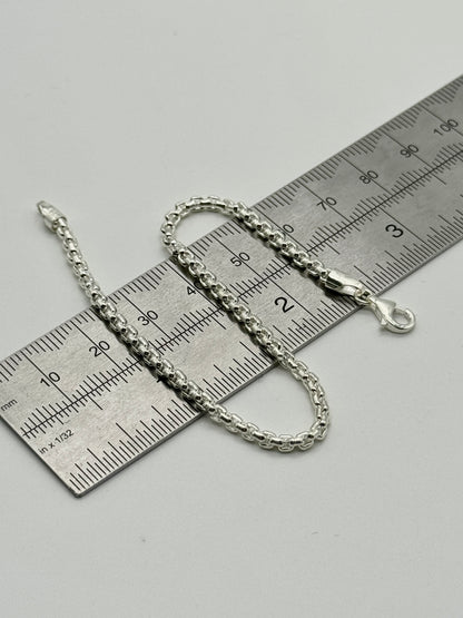 925 Sterling Silver 3mm Round Box Bracelet 8 Inch