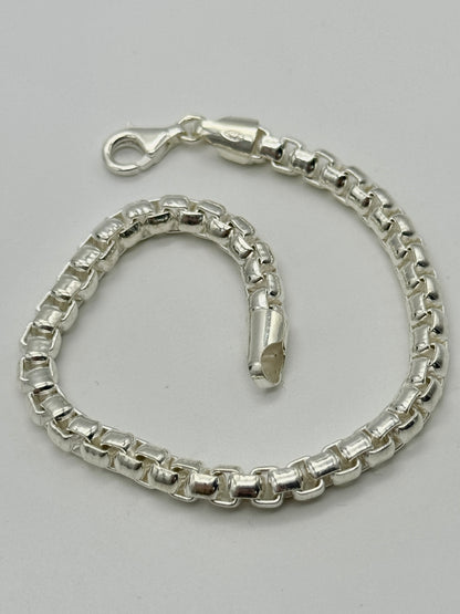 925 Sterling Silver 6mm Round Box Bracelet 8 Inch