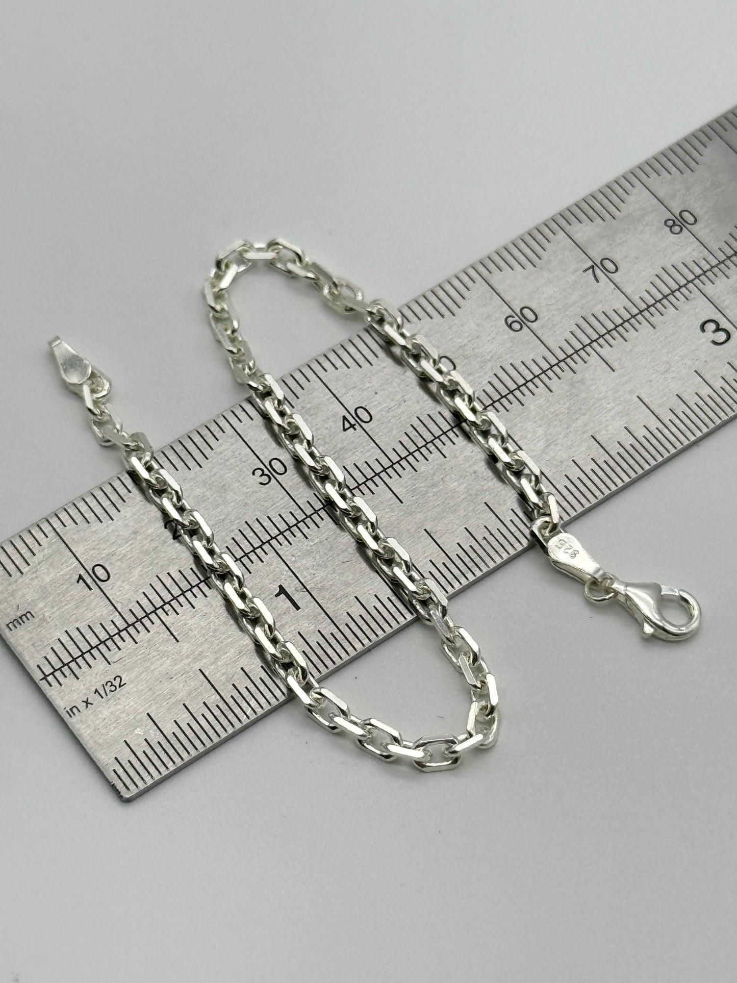 925 Sterling Silver 3mm Rolo Belcher Bracelet 8 Inch