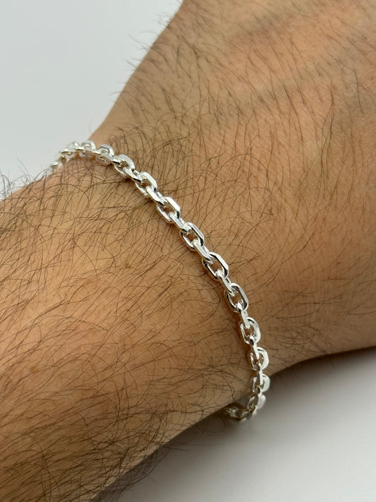 925 Sterling Silver 4mm Rolo Belcher Bracelet 8 Inch