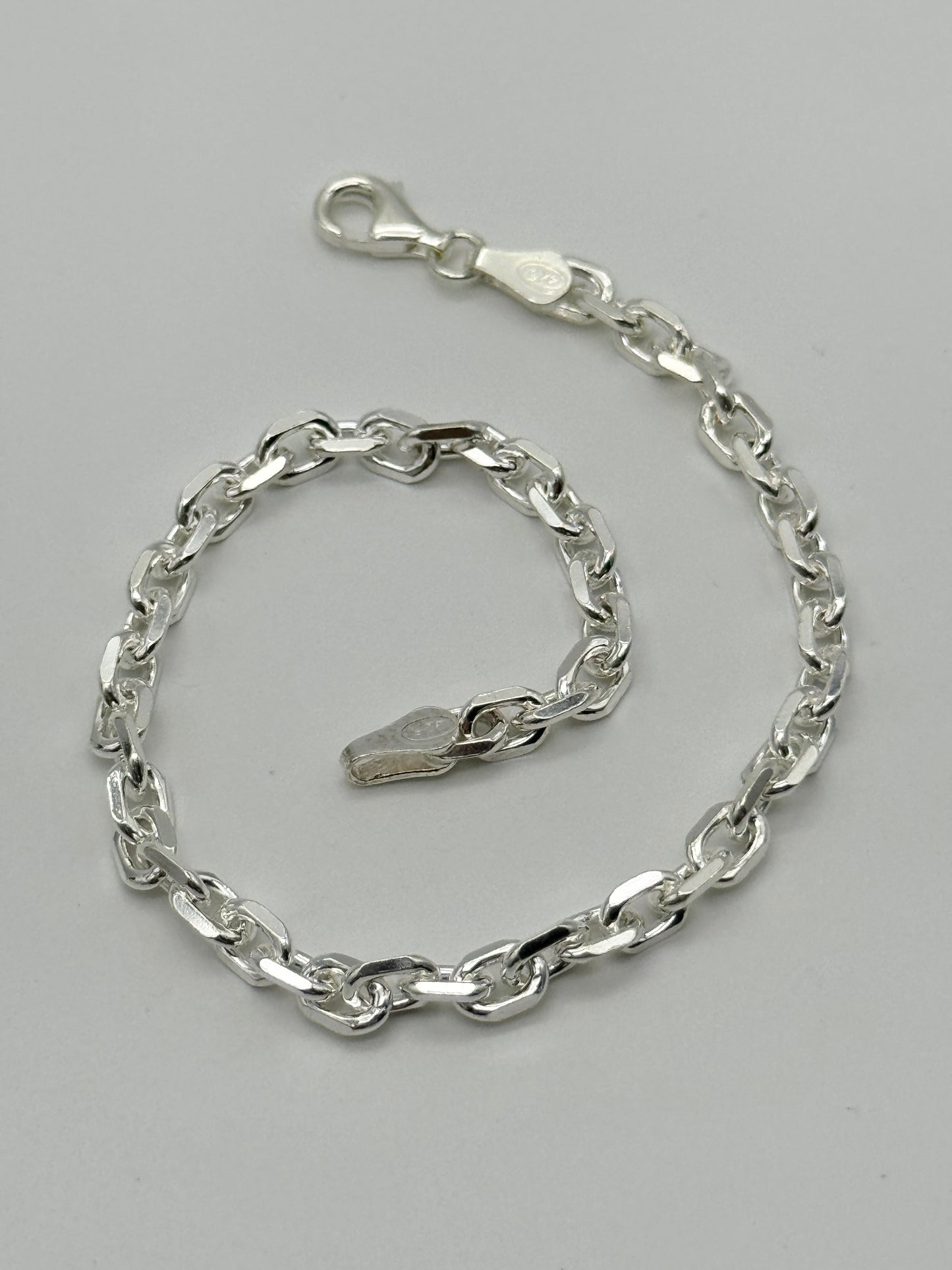 925 Sterling Silver 4mm Rolo Belcher Bracelet 8 Inch