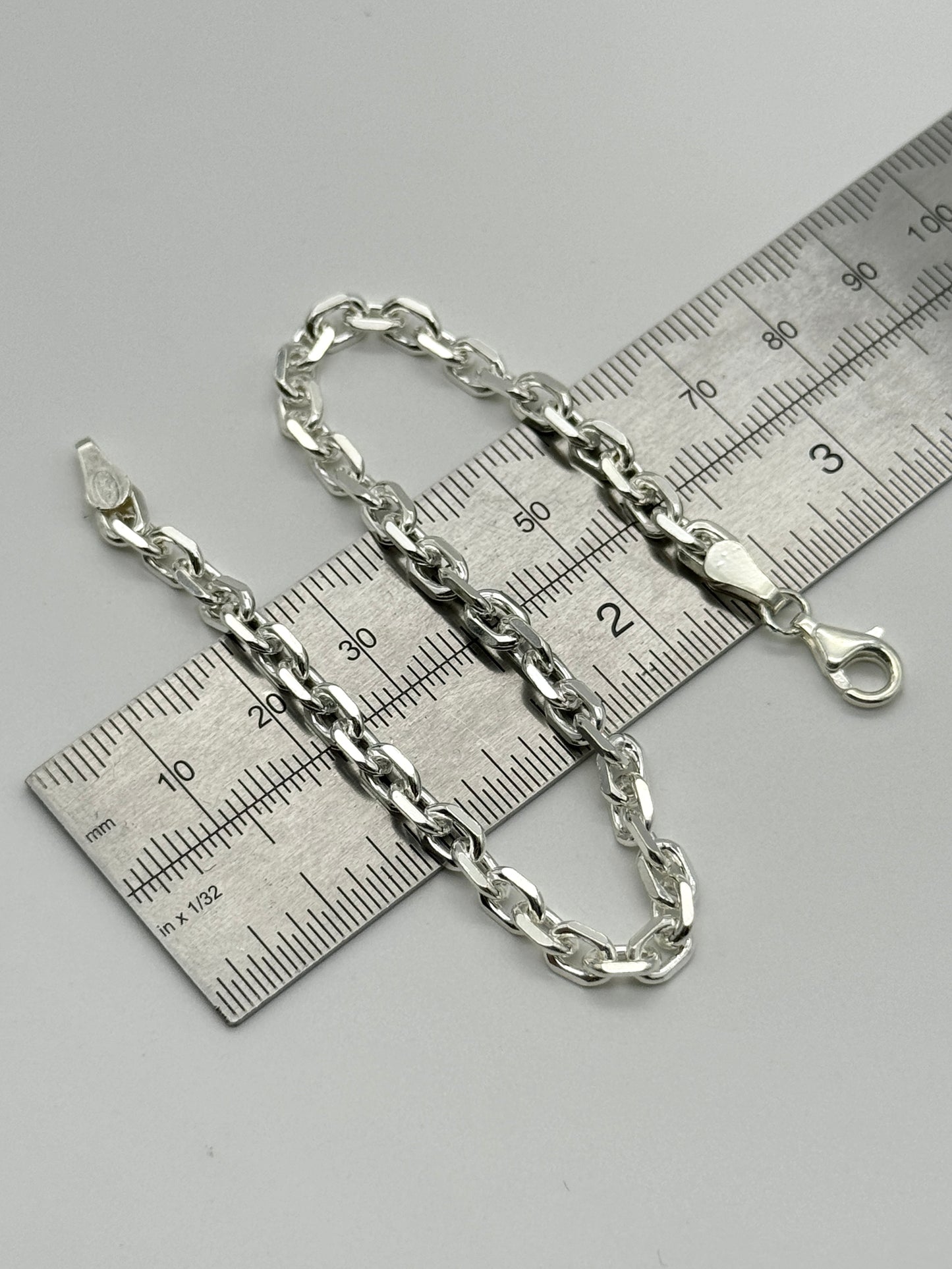 925 Sterling Silver 4mm Rolo Belcher Bracelet 8 Inch