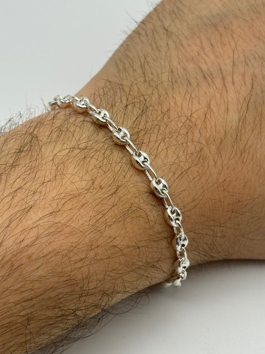 925 Sterling Silver 4mm Coffee Beans Bracelet 8 INCH
