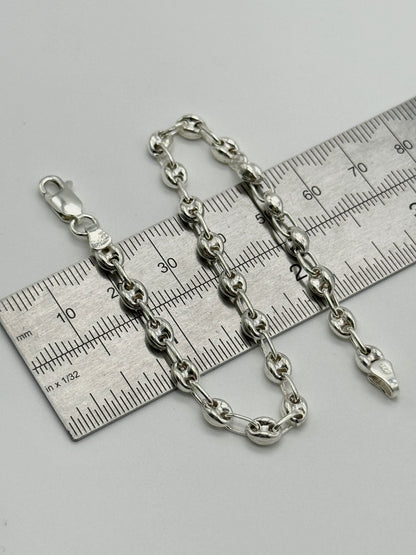 925 Sterling Silver 4mm Coffee Beans Bracelet 8 INCH