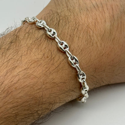 925 Sterling Silver 6mm Coffee Beans Bracelet 8 INCH