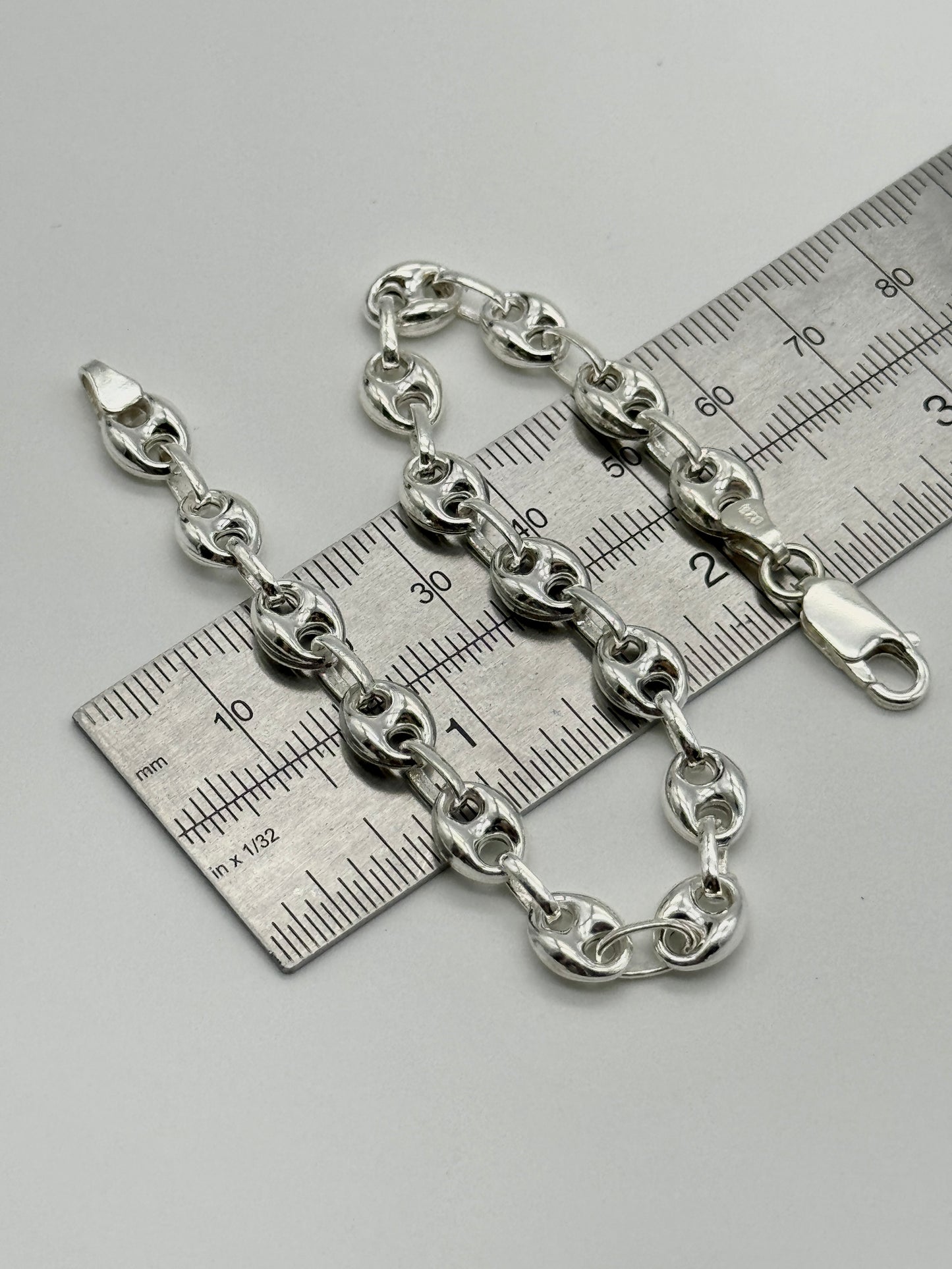 925 Sterling Silver 6mm Coffee Beans Bracelet 8 INCH