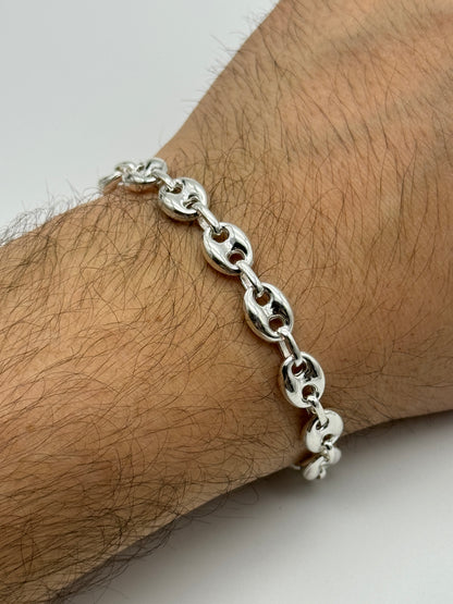 925 Sterling Silver 8mm Coffee Beans Bracelet 8 INCH