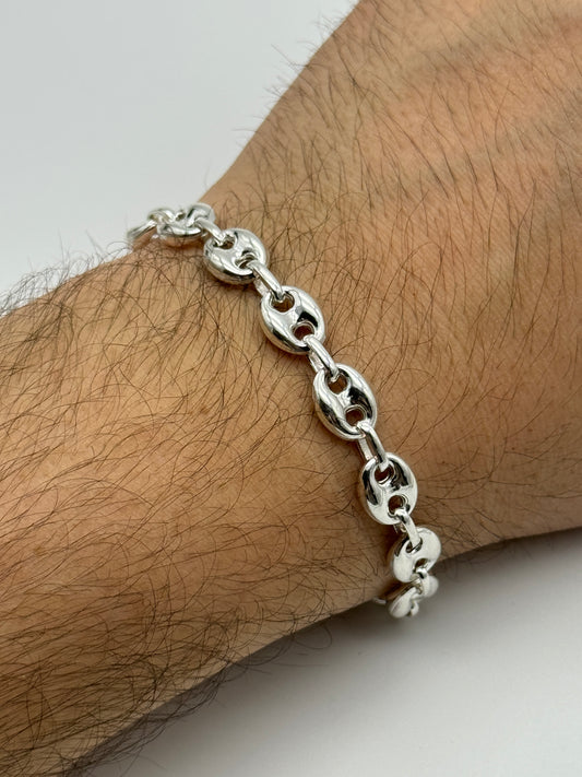 925 Sterling Silver 8mm Coffee Beans Bracelet 8 INCH