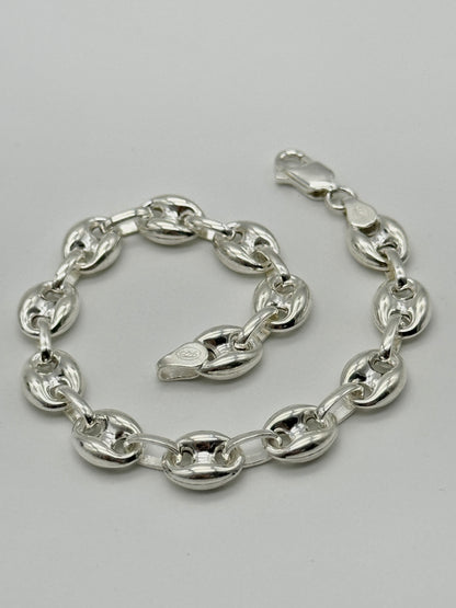 925 Sterling Silver 10mm Coffee Beans Bracelet 8 INCH