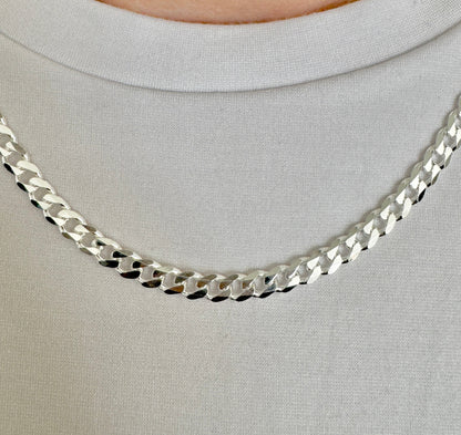 925 Sterling Silver Men 5mm Curb Chain