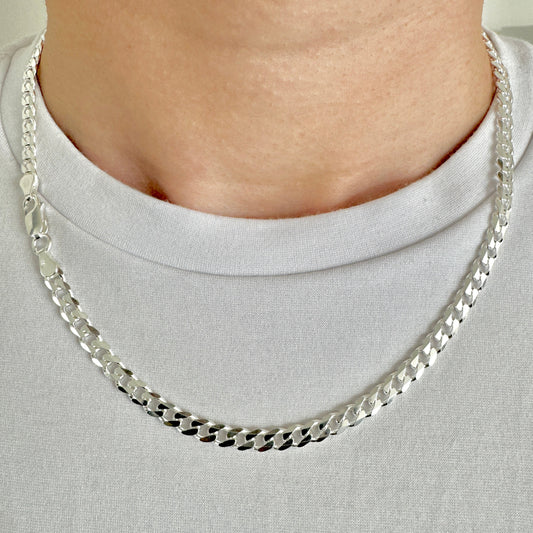 925 Sterling Silver Men 5mm Curb Chain