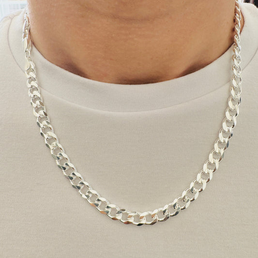 SOLID 925 Sterling Silver Mens 7mm Curb Chain