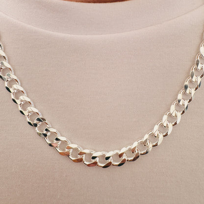 SOLID 925 Sterling Silver Mens 7mm Curb Chain