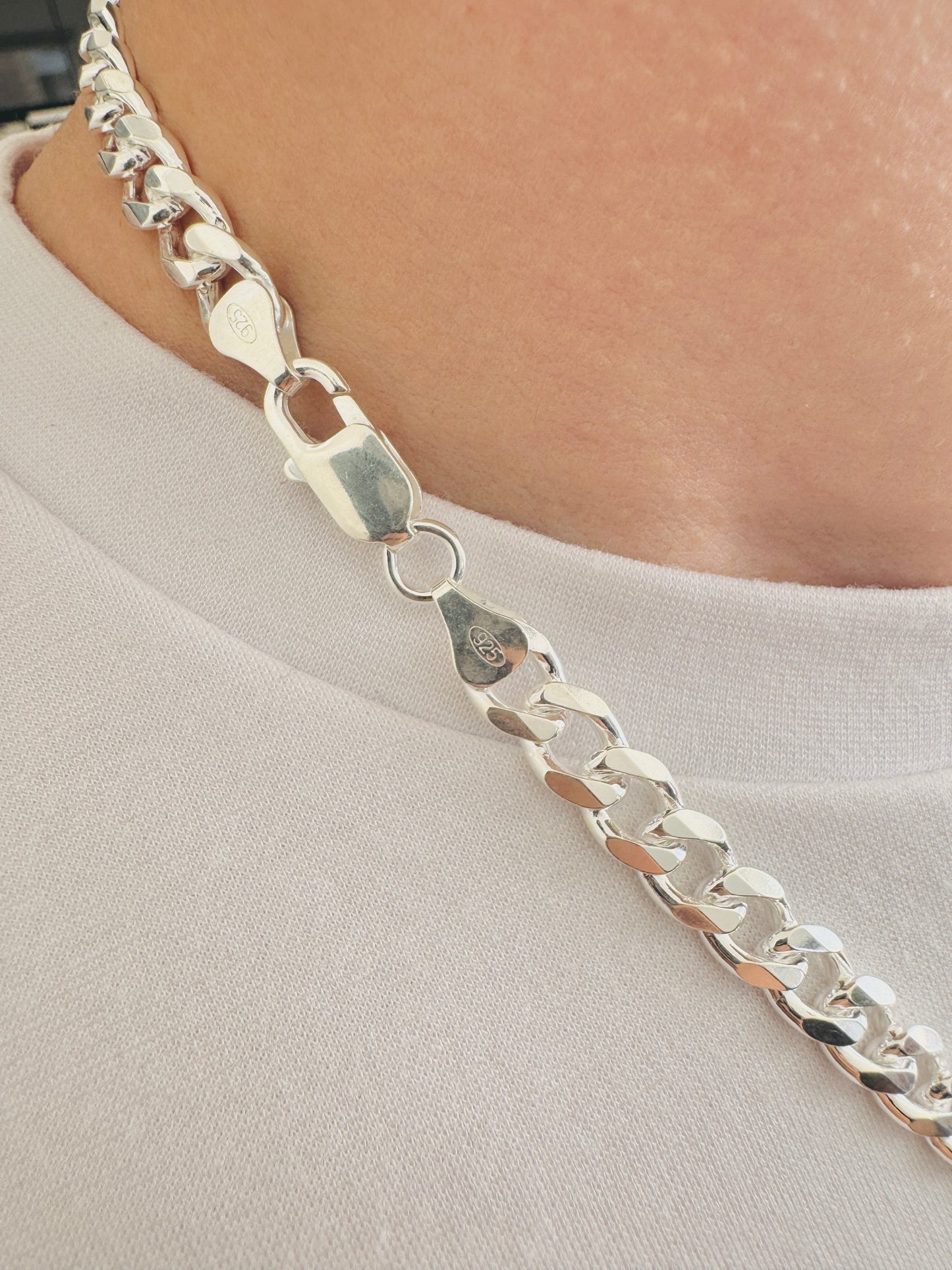 SOLID 925 Sterling Silver Mens 7mm Curb Chain