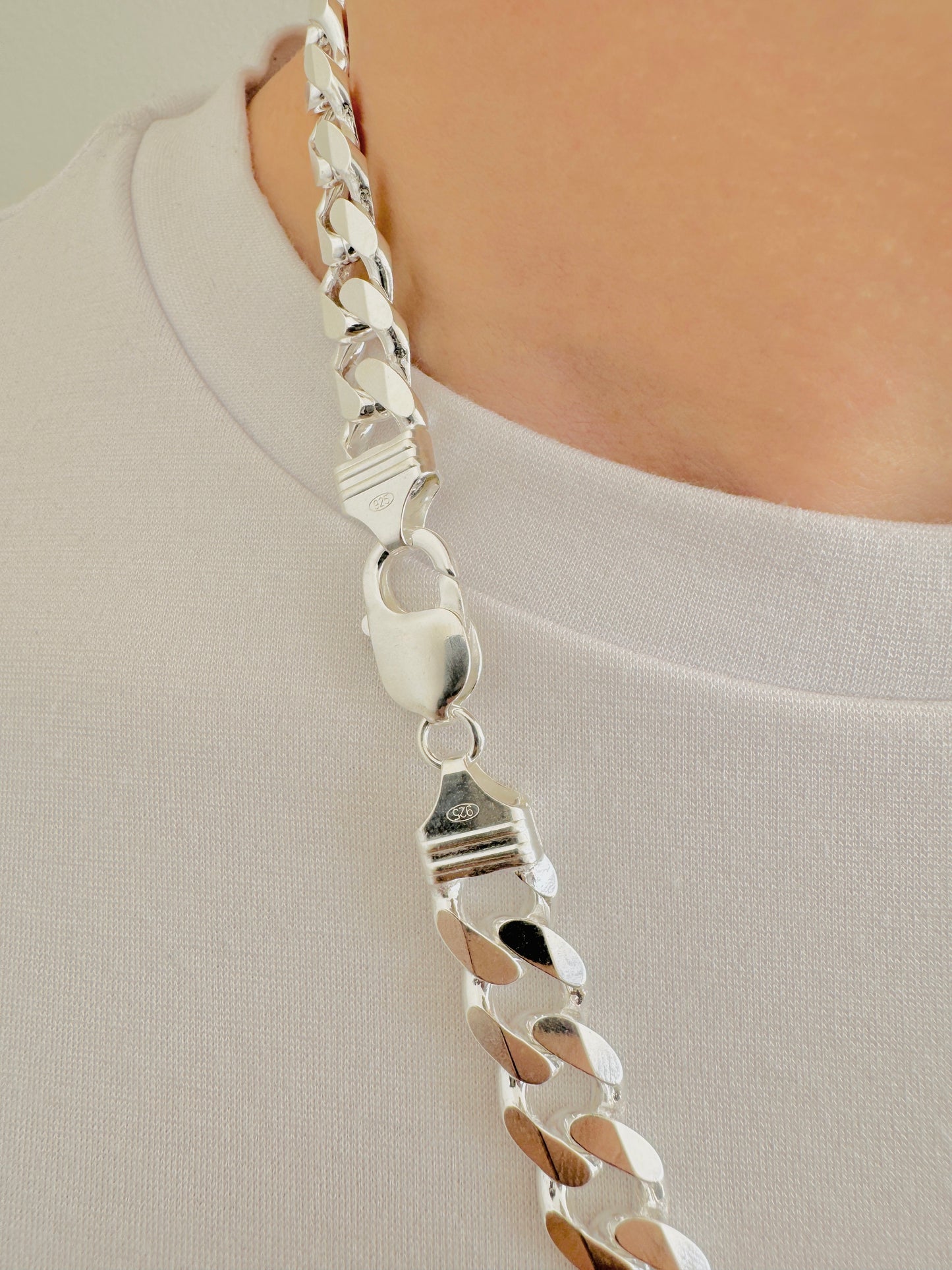 925 Sterling Silver Mens 12mm Heavy Curb Chain