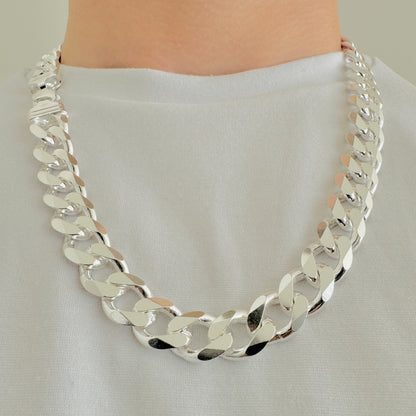 925 Sterling Silver Mens 12mm Heavy Curb Chain