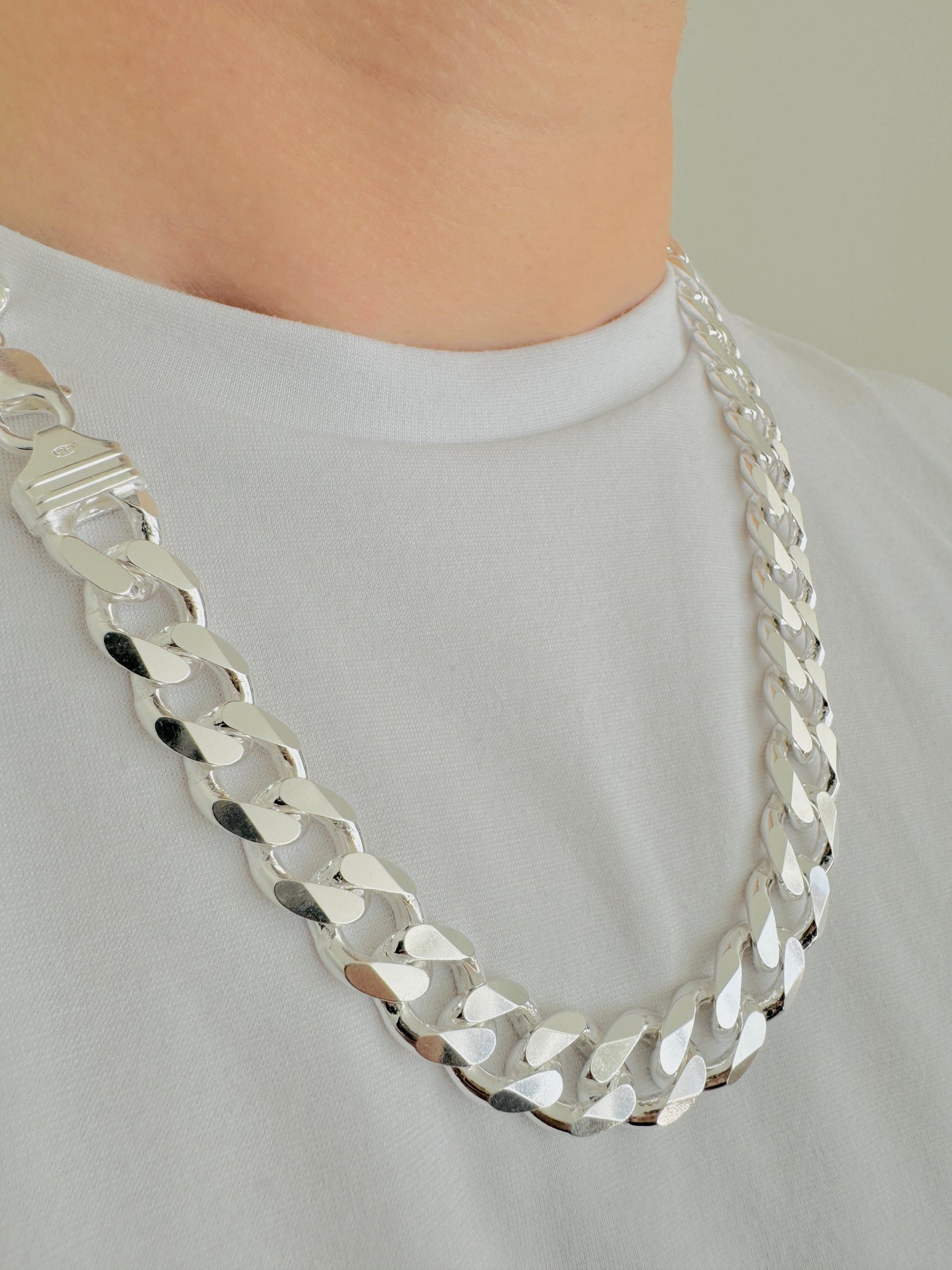 925 Sterling Silver Mens 12mm Heavy Curb Chain