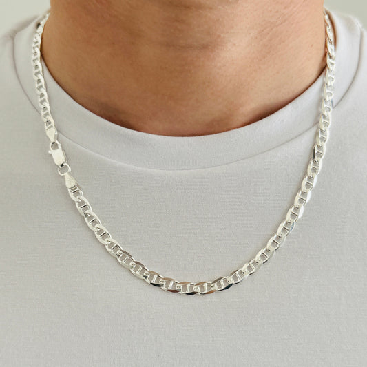 925 Sterling Silver Men 5mm Anchor Heavy Chain