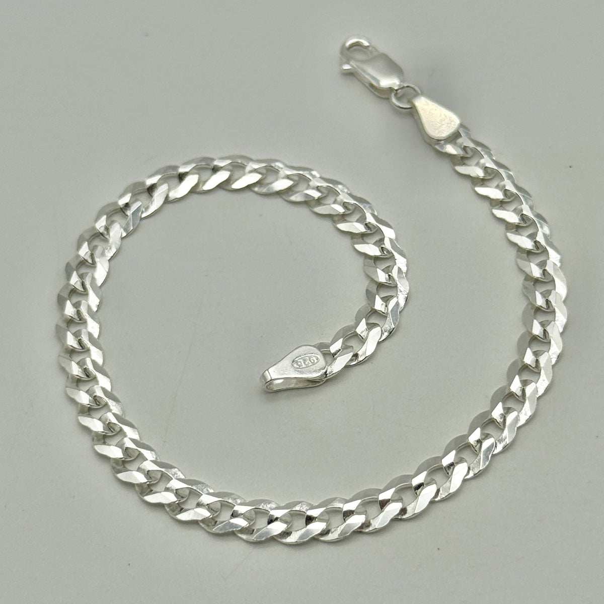 925 Sterling Silver 6mm Flat Curb Bracelet 8 Inch