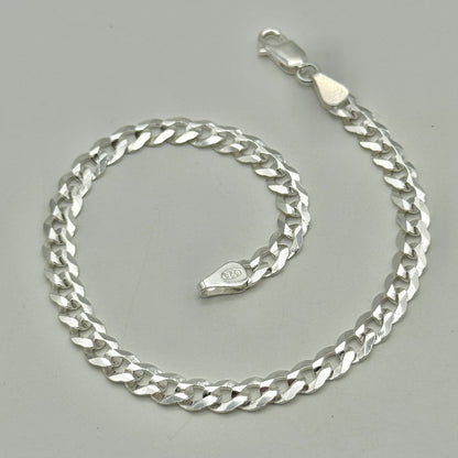 925 Sterling Silver 6mm Flat Curb Bracelet 8 Inch
